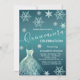 Invitation Hiver merveilleux flocons de neige Quinceañera