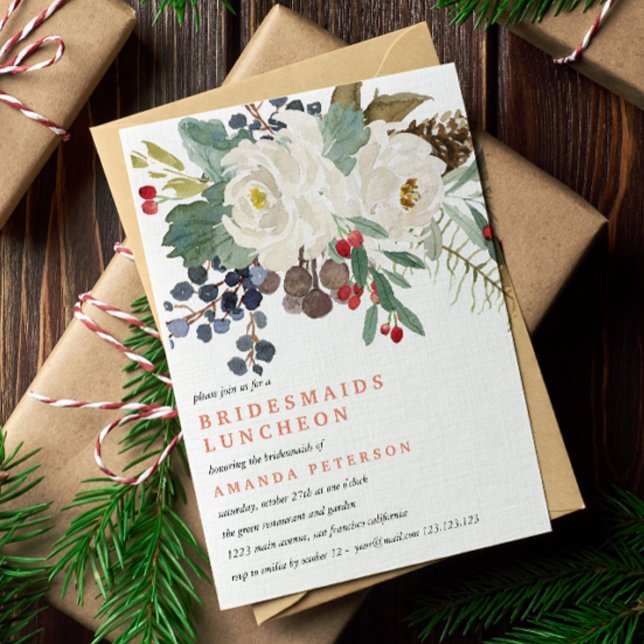 Invitation Hiver mystique | Bridesmaiers Mariage de déjeuner  (Winter Bridesmaid luncheon party or bridal shower. Perfect for Christmas celebration or event)