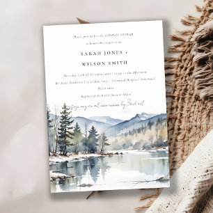 Invitation Hiver Neige Mountain Lac Paysage Couples Douche