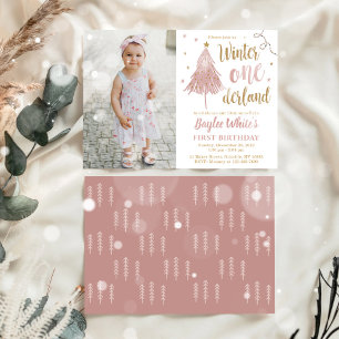 Invitation Hiver ONE derland 1er anniversaire Boho Noël arbre