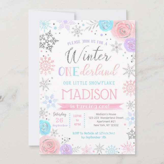 Invitation Hiver ONE derland 1er anniversaire fêtes Invitatio (Devant)