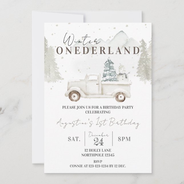 Invitation Hiver ONE derland 1er Anniversaire, Garçon Premier (Devant)