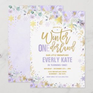 Invitation Hiver ONE derland 1er anniversaire Gold Lilac Purp