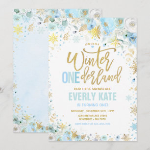 Invitation Hiver ONE derland 1er Anniversaire Gold Mint Blue