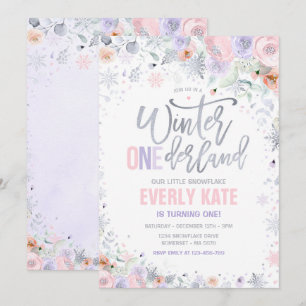 Invitation Hiver ONE derland 1er anniversaire Silver Pink Lil
