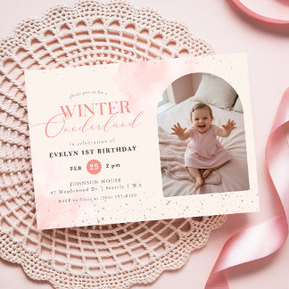 Invitation Hiver One-derland Bébé Photo 1er Anniversaire