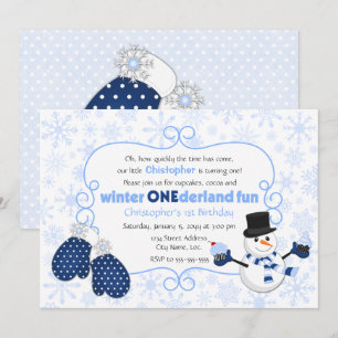 Invitation Hiver ONE derland Snowman Anniversaire