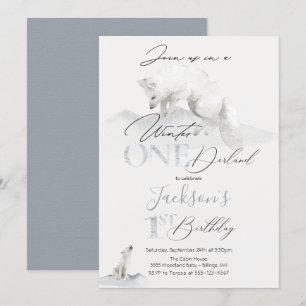 Invitation hiver onederland 1er anniversaire blanc artique re