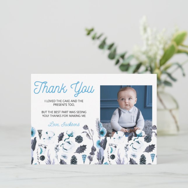 Invitation Hiver Onederland Anniversaire Merci Favoriser Cart (Debout devant)