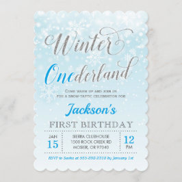 Invitation Hiver Onederland Blue Boy Première fête d'annivers