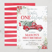 Hiver Onederland Camion rouge Premier anniversaire