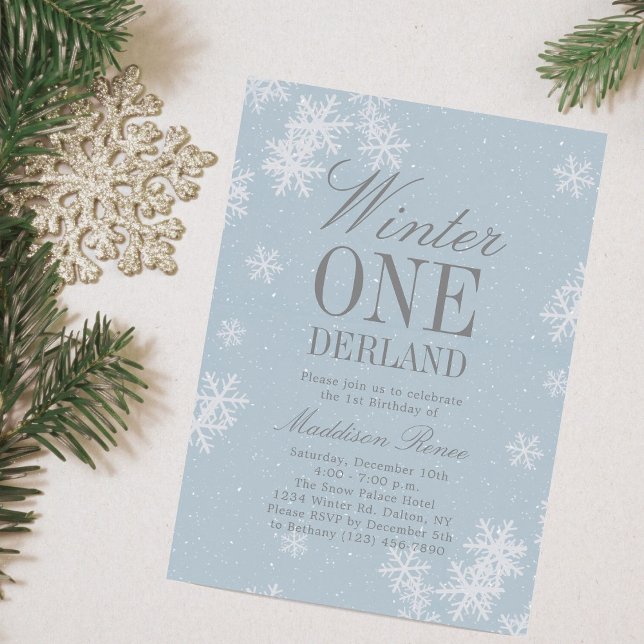 Invitation Hiver Onederland Fête du flocon de neige 1er anniv (Créateur téléchargé)