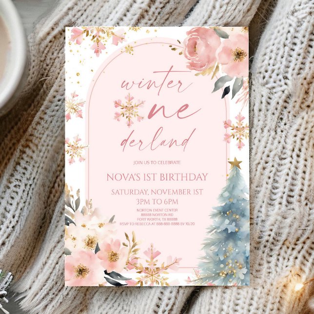 Invitation Hiver Onederland Flocon de neige 1ère fête d'anniv (Créateur téléchargé)