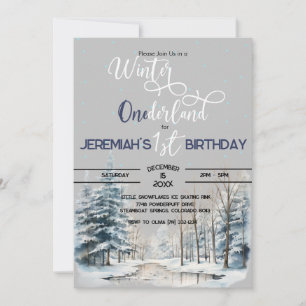 Invitation Hiver Onederland Noël 1er anniversaire garçon