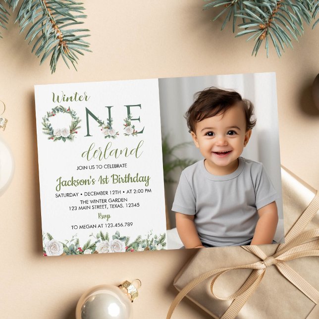Invitation Hiver Onederland Noël Anniversaire Photo Invitatio (Créateur téléchargé)
