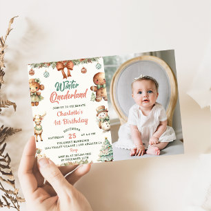 Invitation hiver Onederland Noël Cookies Anniversaire Photo