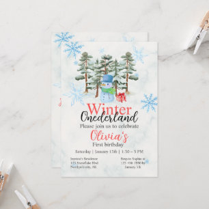 Invitation Hiver Onederland Premier anniversaire mignon snowm