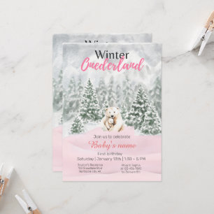 Invitation Hiver Onederland Premier anniversaire Ours Snowy F