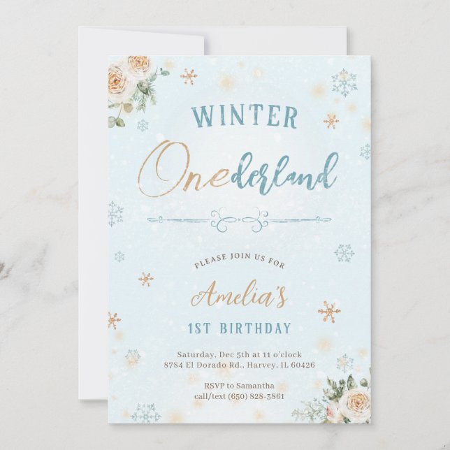 Invitation Hiver Onederland Première fête d'anniversaire Froi (Devant)