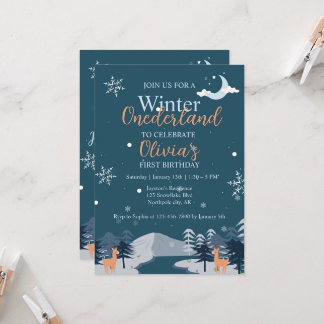 Invitation Hiver Onederland Première forêt de neige (Devant/Arrière en situation)