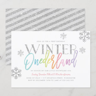 Invitation Hiver ONEderland Rainbow Silver Glam 1er anniversa