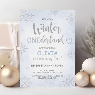 Invitation Hiver Onederland Snowflakes Anniversaire Invitatio