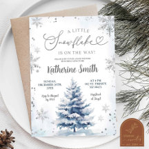 Hiver Petits Snowflakes Pine Tree Baby shower