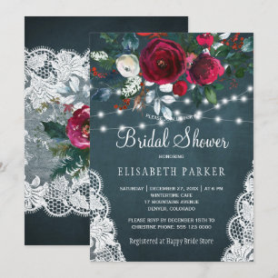Invitation Hiver rustique élégante pivoines douche nuptiale