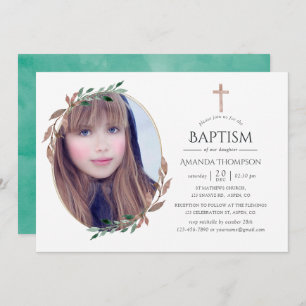 Invitation Hiver Rustique Verdure Baptême ou Christening
