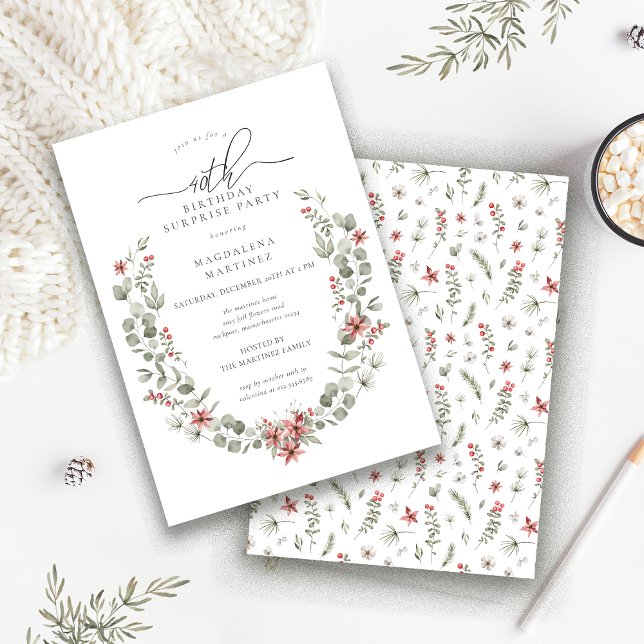 Invitation Hiver Surprise fête verdure 40e anniversaire (Créateur téléchargé)