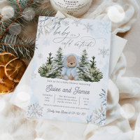 Hiver Teddy Bear Snowflakes Blue Boy Baby shower