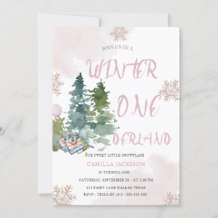 Invitation Hiver UN Derland Rose fille 1er anniversaire