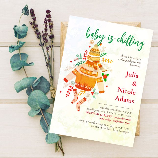 Invitation Hiver Vêtements chauds Baby shower mignon (Créateur téléchargé)