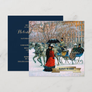 Invitation Hiver vintage Scène Parisienne Fête de Vacances