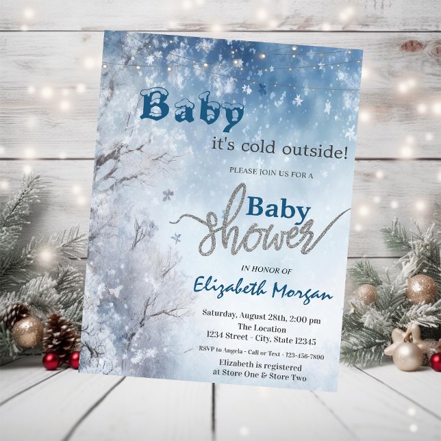 Invitation Hiver Wonderland Baby shower paysager (Créateur téléchargé)