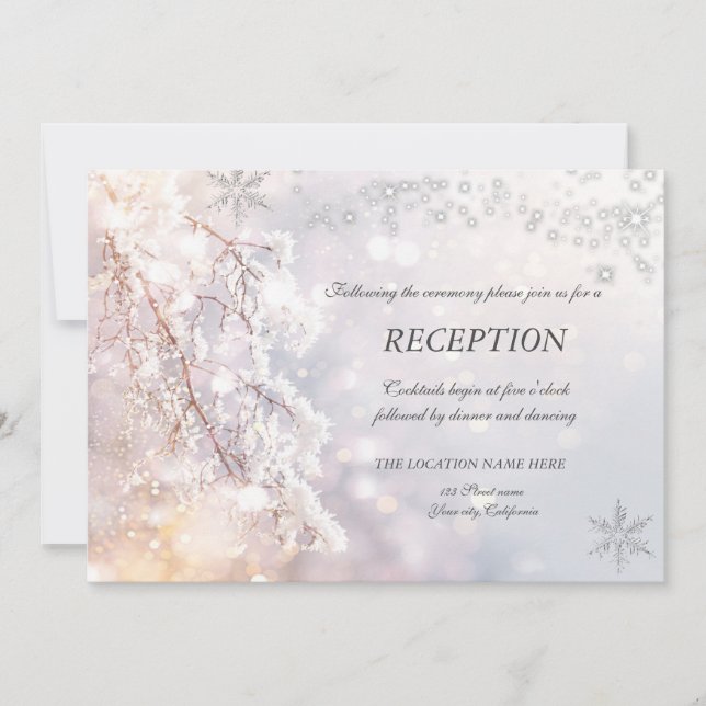 Invitation Hiver Wonderland Branches Réception (Devant)