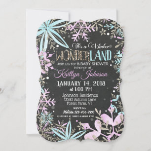 Invitation Hiver Wonderland Snowflake Chalkboard Baby shower
