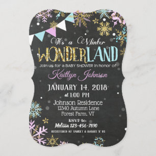 Invitation Hiver Wonderland Snowflake Chalkboard Baby shower
