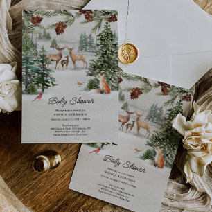 Invitation Hiver Woodland Wonderland Baby shower