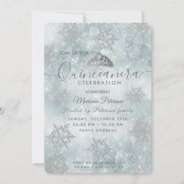 Invitation Hivernal merveilleux bleu poussiéreux tiara Quince