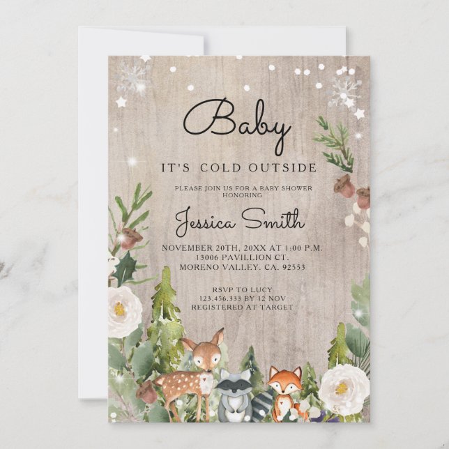 Invitation hivernale de la forêt de cerfs (Devant)