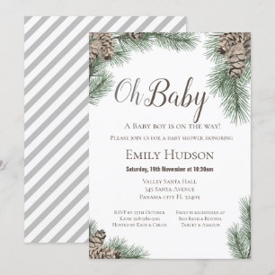 Invitation hivernale de Pinecones - Baby shower