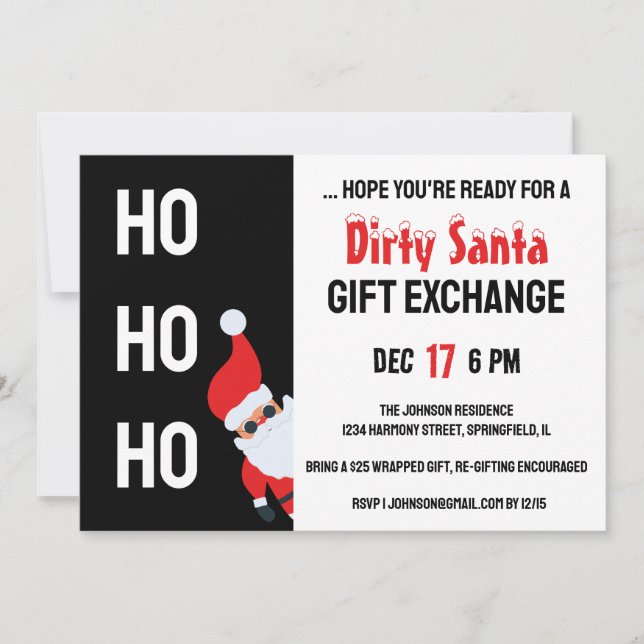 Invitation HO HO HO Dirty Père Noël Christmas Party Modern (Devant)