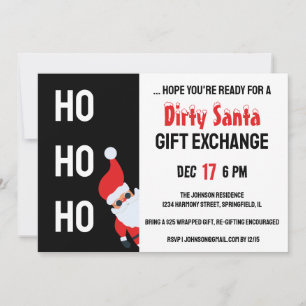 Invitation HO HO HO Dirty Père Noël Christmas Party Modern
