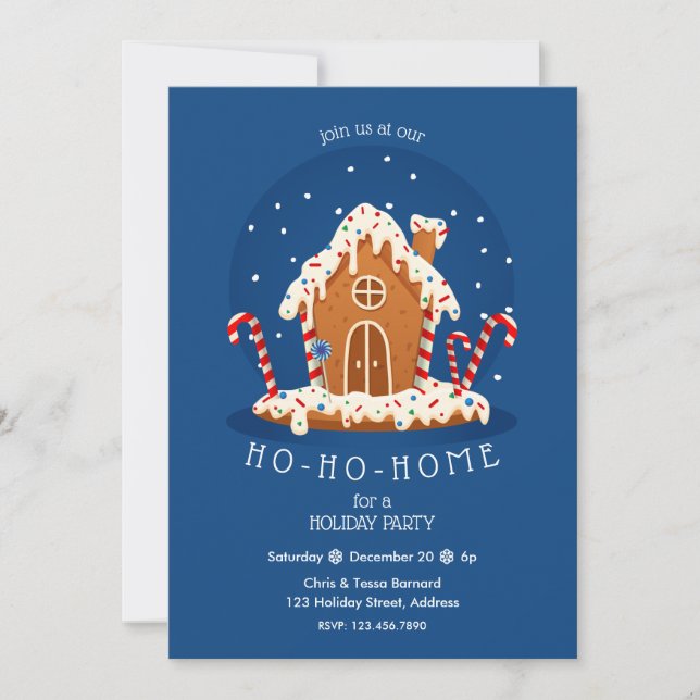 Invitation Ho-Ho-Home Cute Christmas Gingerbread House (Devant)