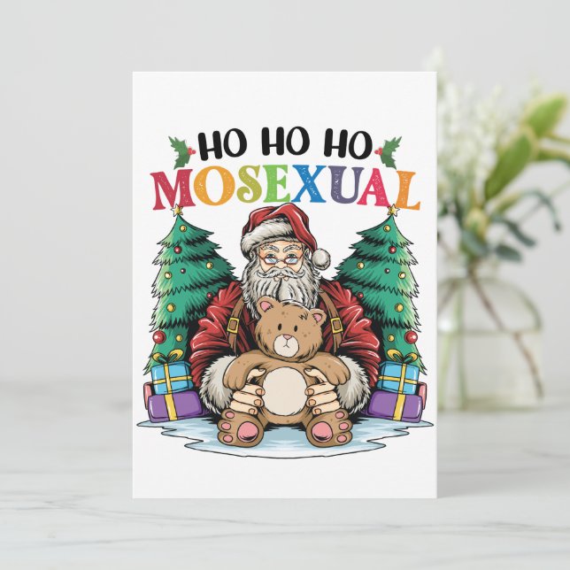 Invitation Ho Ho Mosexué Gay Père Noël LGBTQ Gay Christmas (Debout devant)