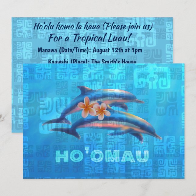 Invitation HO’OMAU - Collage primitif des dauphins hawaïens (Devant / Derrière)