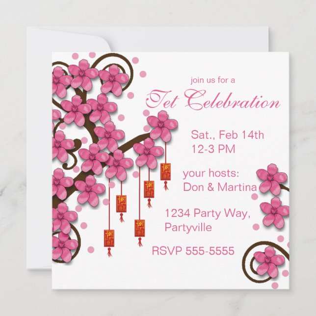 Invitation Hoa Dao Bonne Année (Devant)