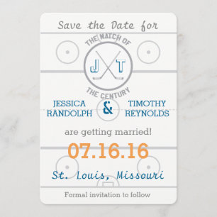 Invitation Hockey Amour Sauvegarder la Date