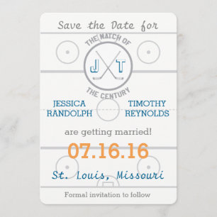 Invitation Hockey Amour Sauvegarder la Date